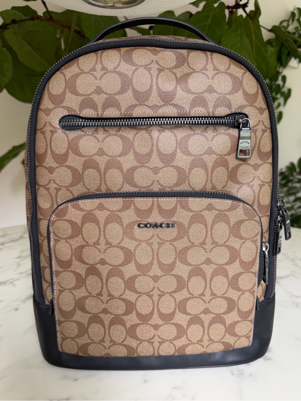 Coach Ethan Backpack In Signature Canvas CL962 GUNMETAL / KHAKI / BLACK